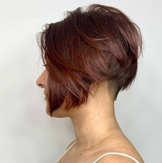 Copper Red Short Hairstyle With Highlight