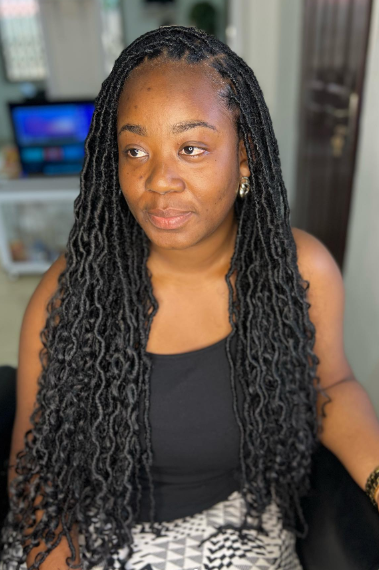 Curly Soft Locs & Distressed Faux Loc Hairstyle