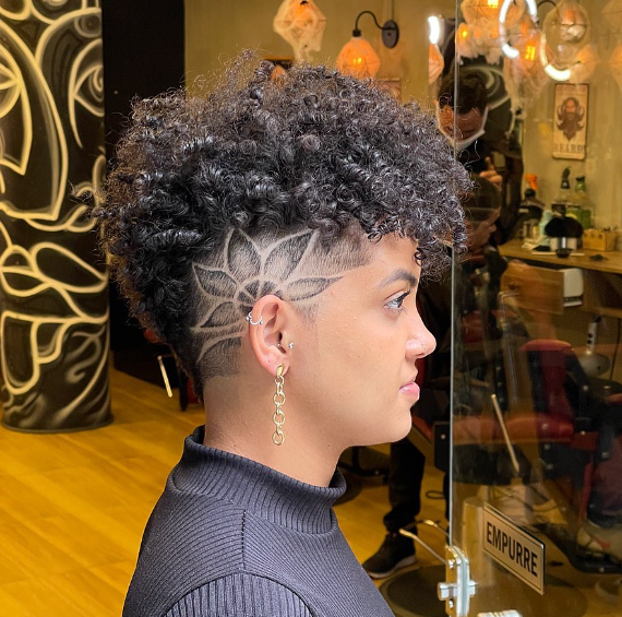 Flower Under Cut Tapered Haircuts For Women On Natural Hair