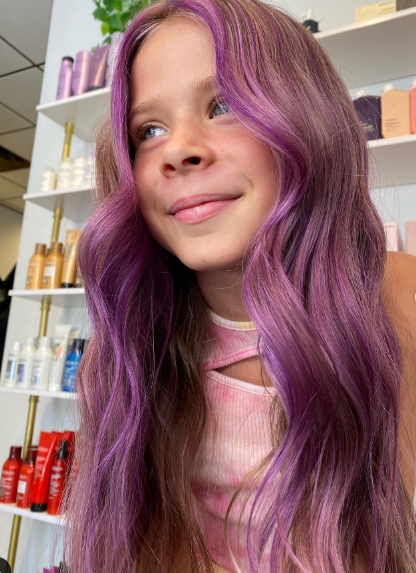 Gorgeous Purple Highlights In Brown Hair