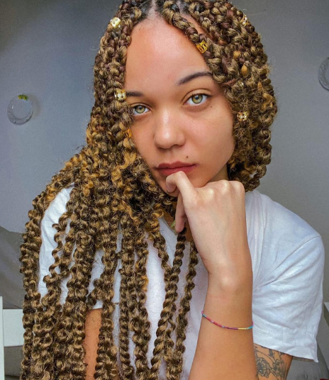 Ombre Honey Brown Soft Locs & Distressed Faux Loc Hairstyle