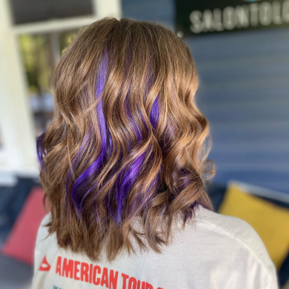 Peekaboo Purple Highlights In Brown Hair