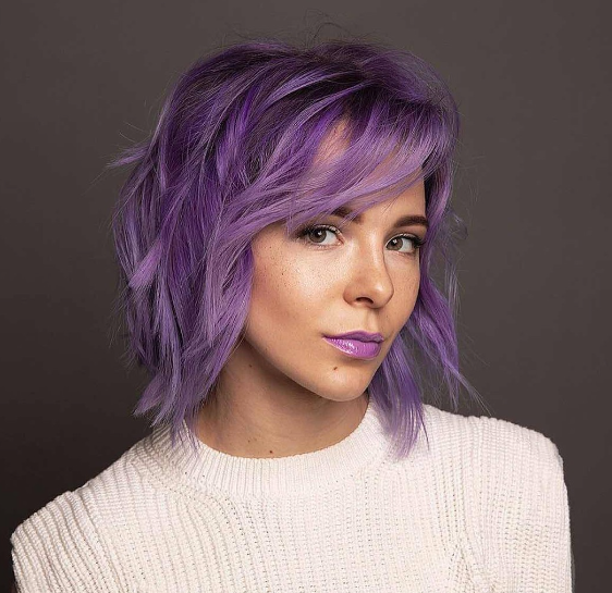 Purple Hair Hue Short Hairstyle