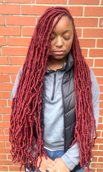  Red Extended Soft Locs & Distressed Faux Loc Hairstyle