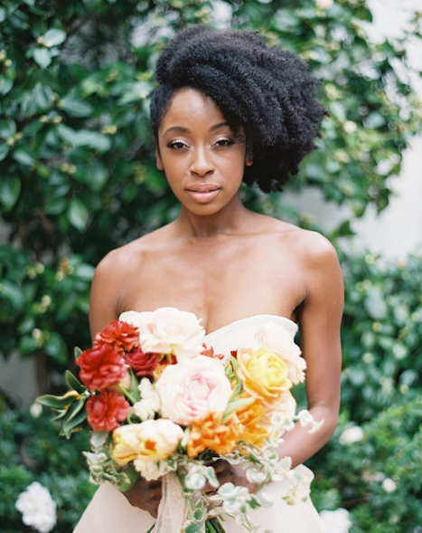 Side Swept Afro Wedding Hairstyles