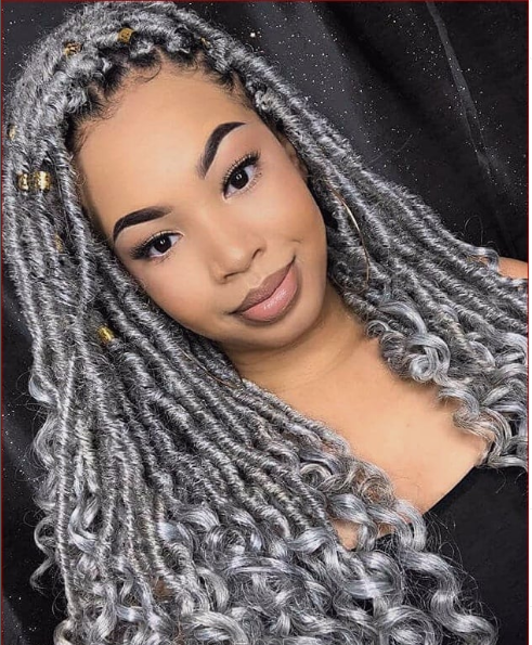 Silver Faux Locs Short Crochet Hairstyle