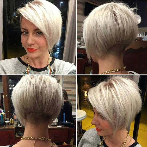 Curved Undercut With Short Bob and Side Swept Fringe