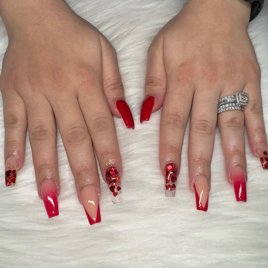 Young Classic Red Acrylic Nail Designs